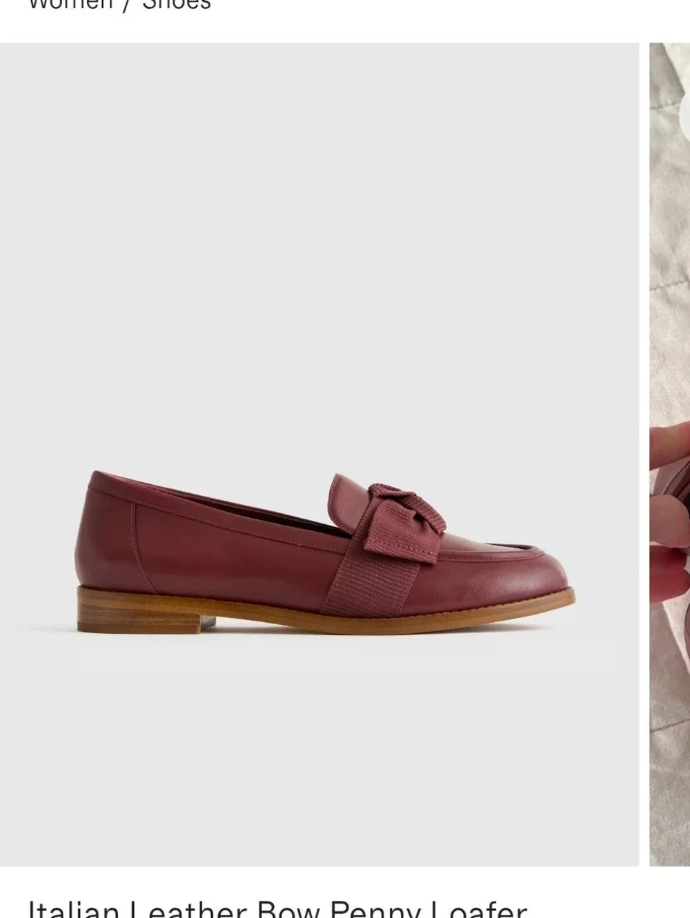 Quince Italian Leather Bow Penny Loafers Size 8